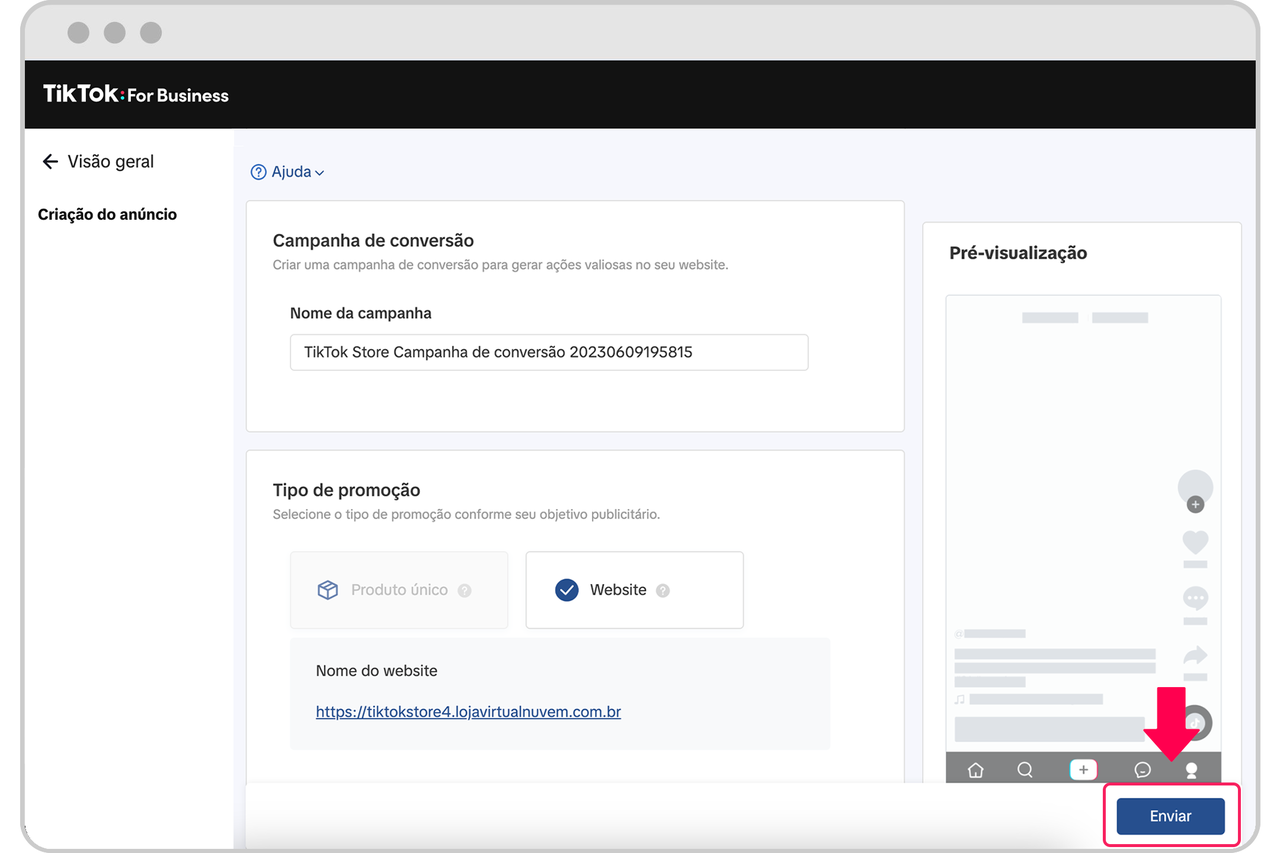 Nuvemshop上的TikTok设置指南