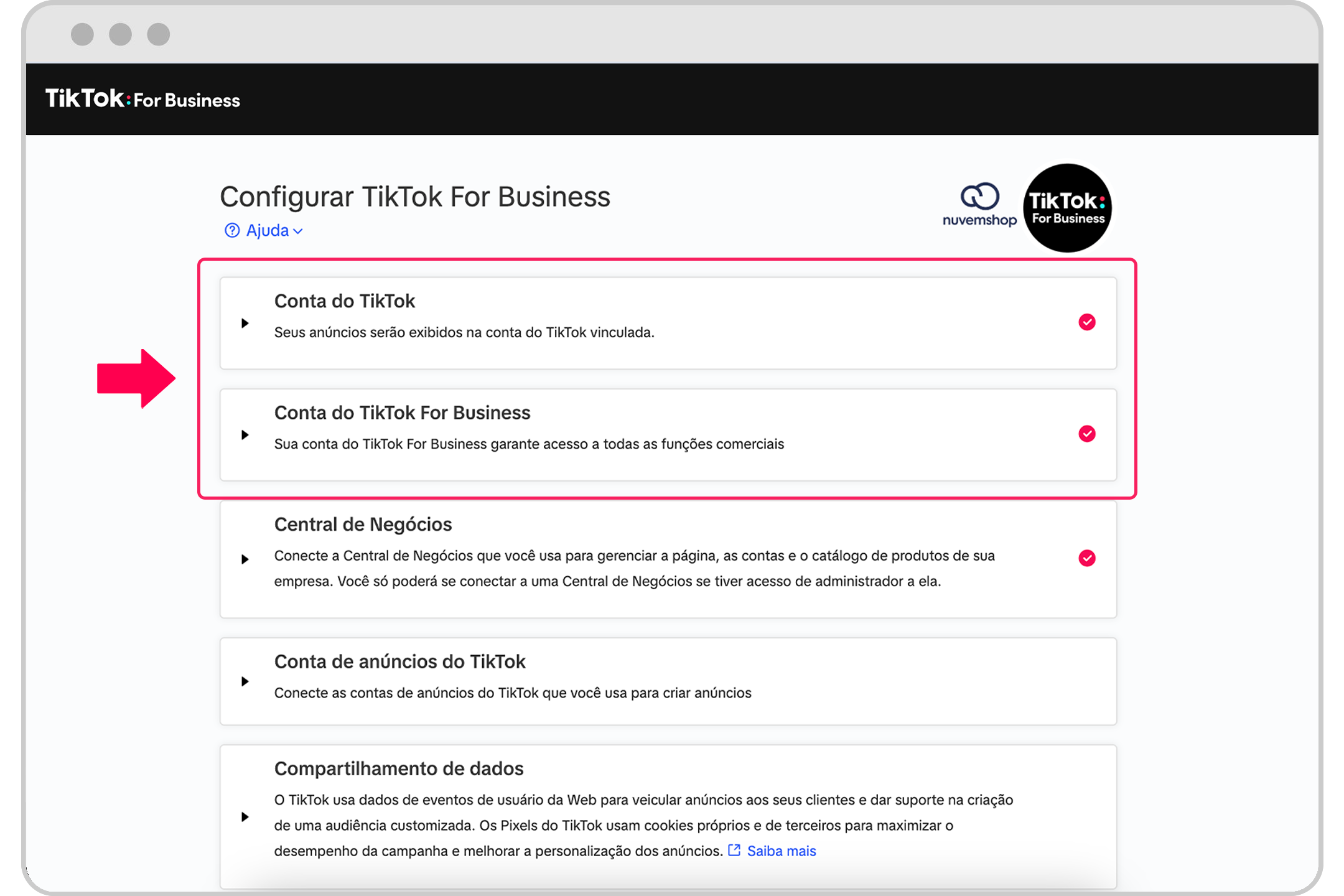 Nuvemshop上的TikTok设置指南