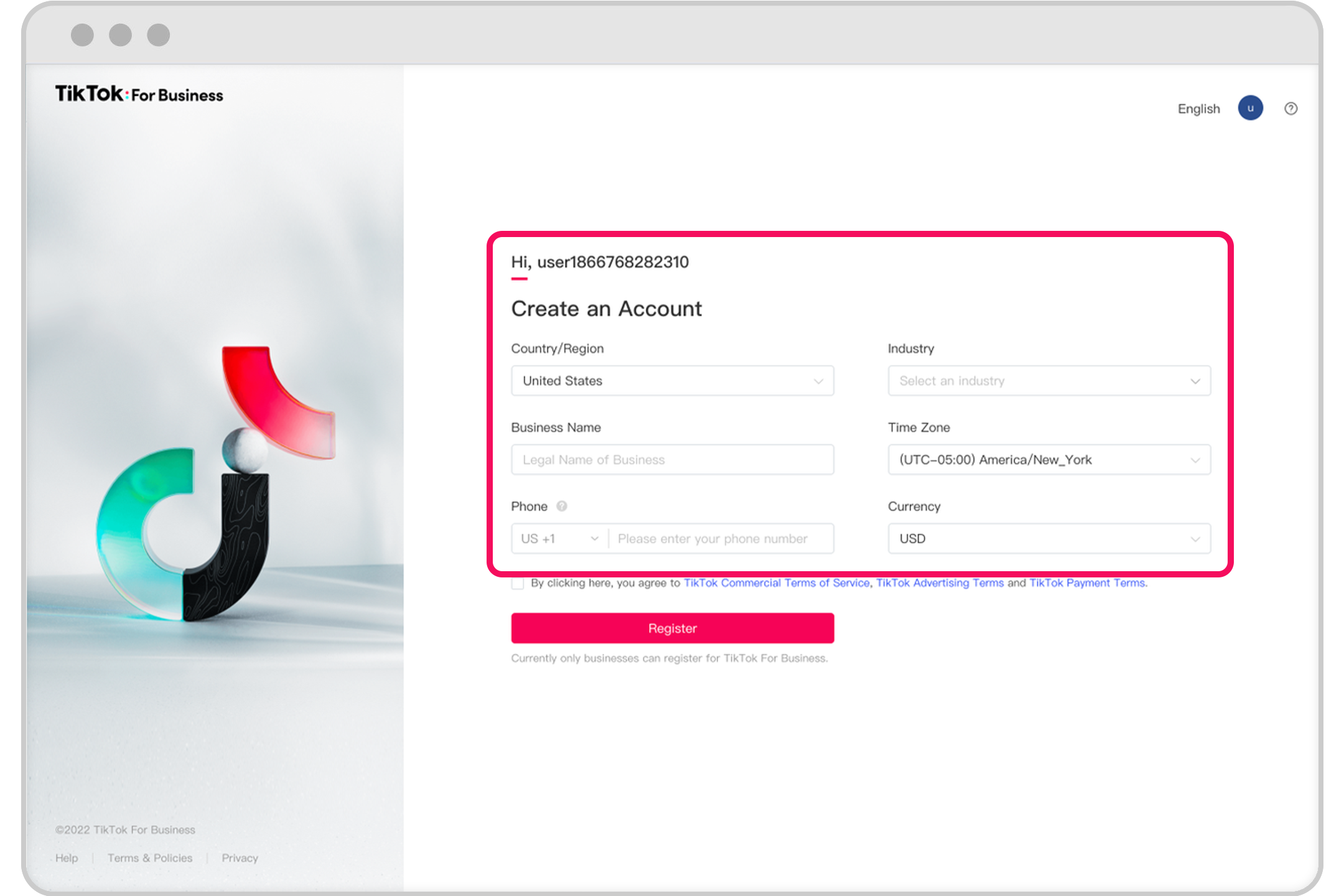 Step 2: Create an advertiser account - Image