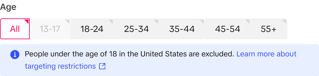 受众群体选择器年龄限制
