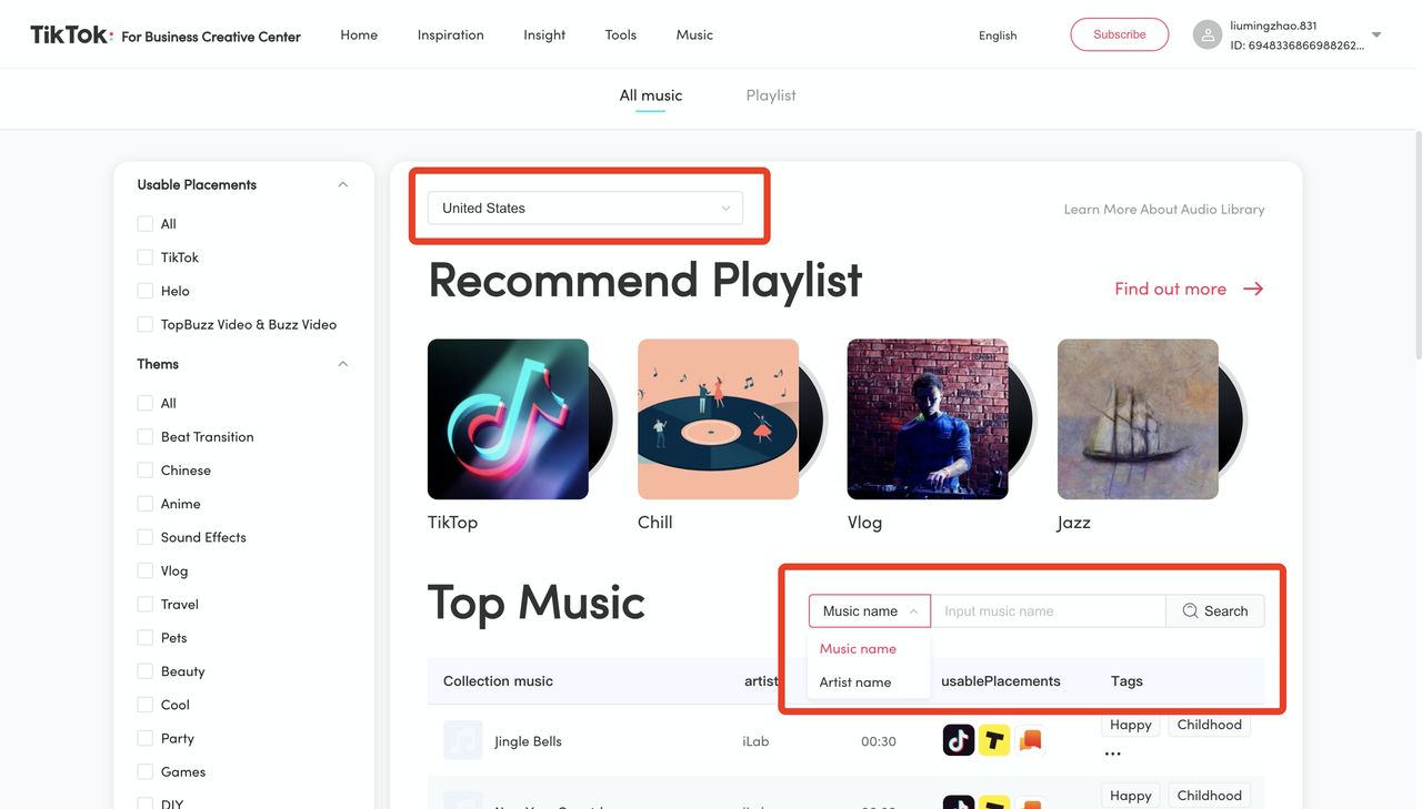 Commercial Music Library | TikTok Ads Manager