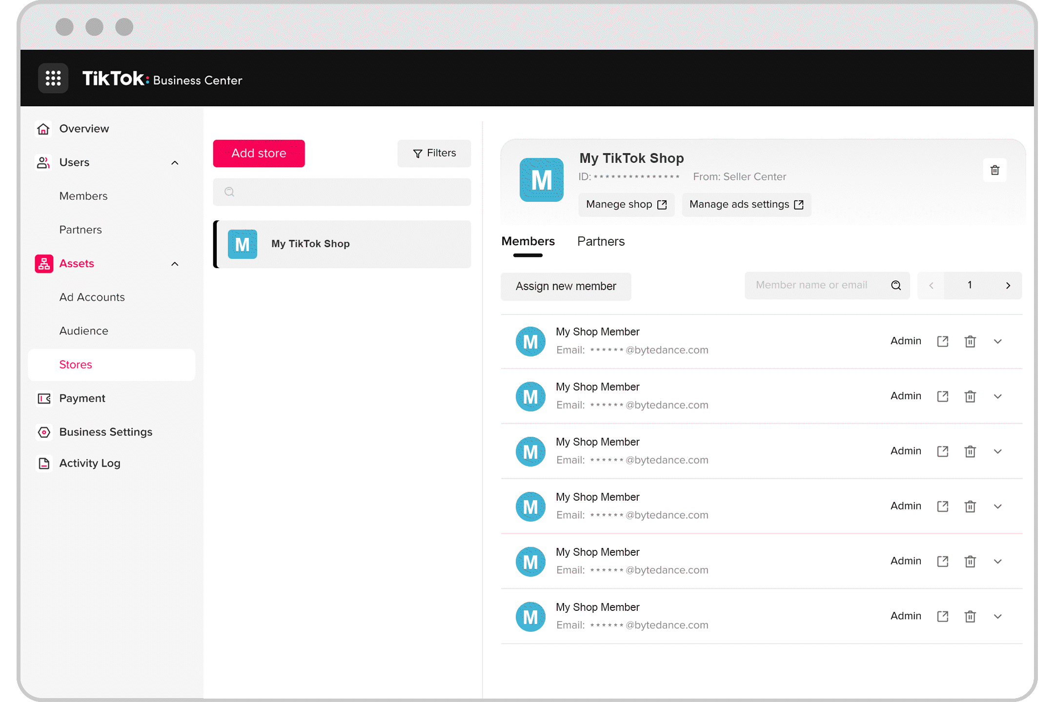 对于卖家 - 认领,从商务中心创建 TikTok 商店