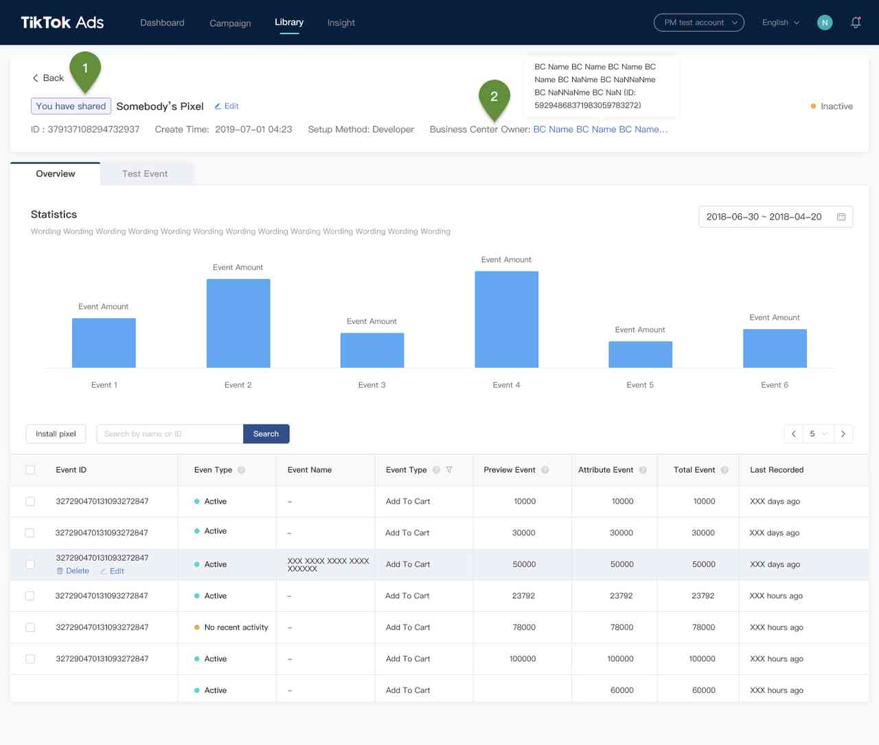商务中心中的像素共享