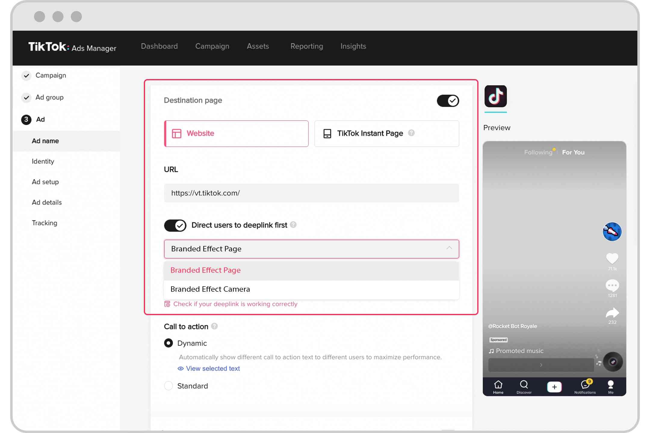 How to Direct Traffic to Pages on TikTok-Branded Effect Page